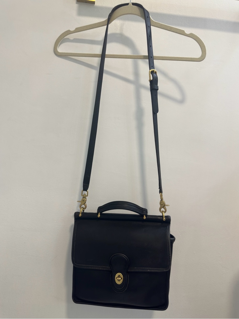 Vintage Coach Willis 9927 Black Glove Tanned Leather Turnlock Satchel Crossbody - Picture 5 of 14